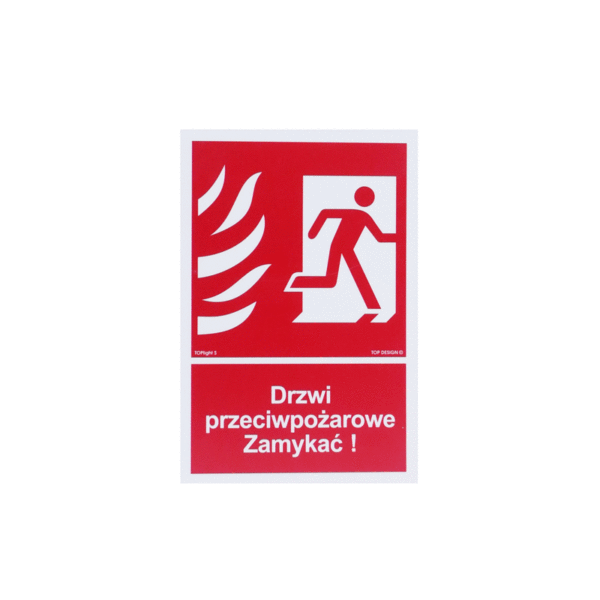 Znak drzwi przeciwpożarowe – Zamykać10×15 PŚ
