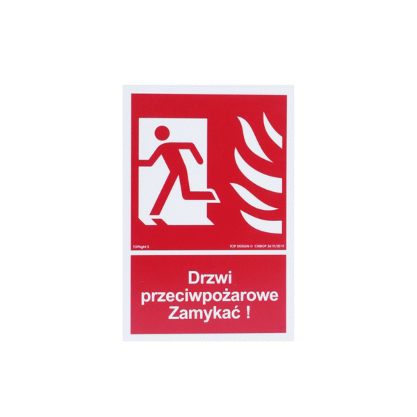Znak drzwi przeciwpożarowe – Zamykać15*22 PŚ